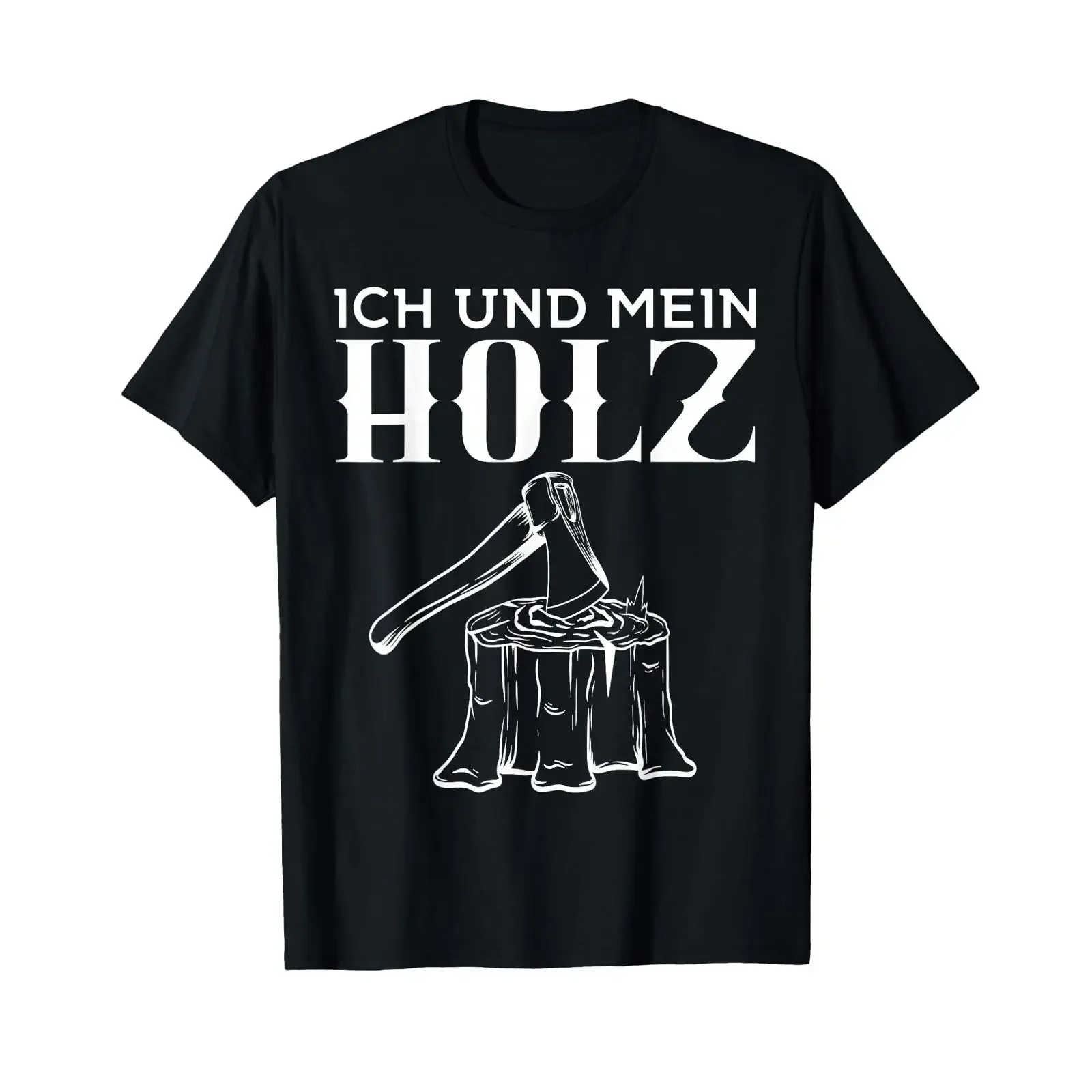 Фото Футболка с немецким текстом «Ich und mein Holz Waldarbeiter» (Carpenter), винтажная, дышащая, дизайнерская одежда с эффектом потертости №1