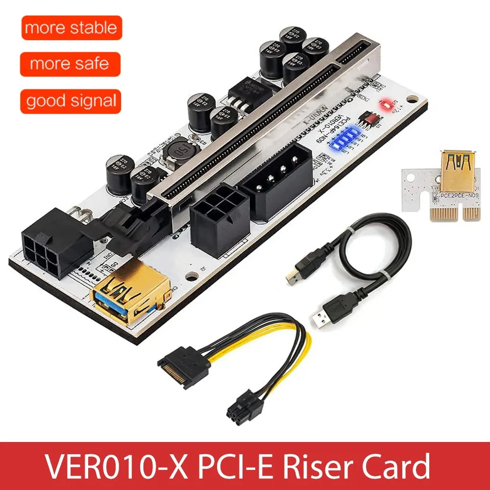 

VER010-X USB 3.0 PCI-E Riser PCI Express 1X To 16X Graphics Card Extension Cable Extender Card For BTC Mining Adapter Card