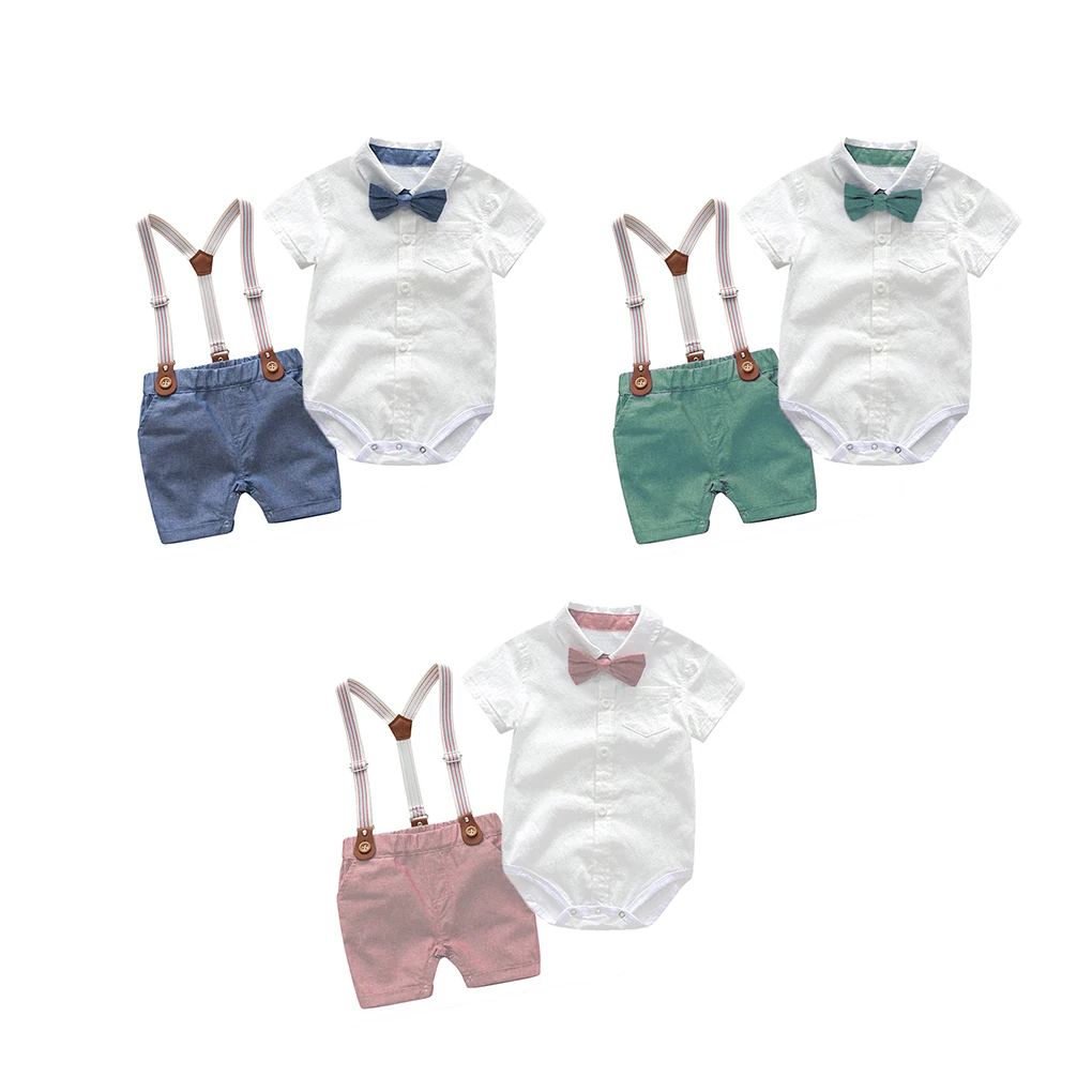 

Boys Shirt Pants Set Party Kids Clothes Overall Shorts Kit Clothes