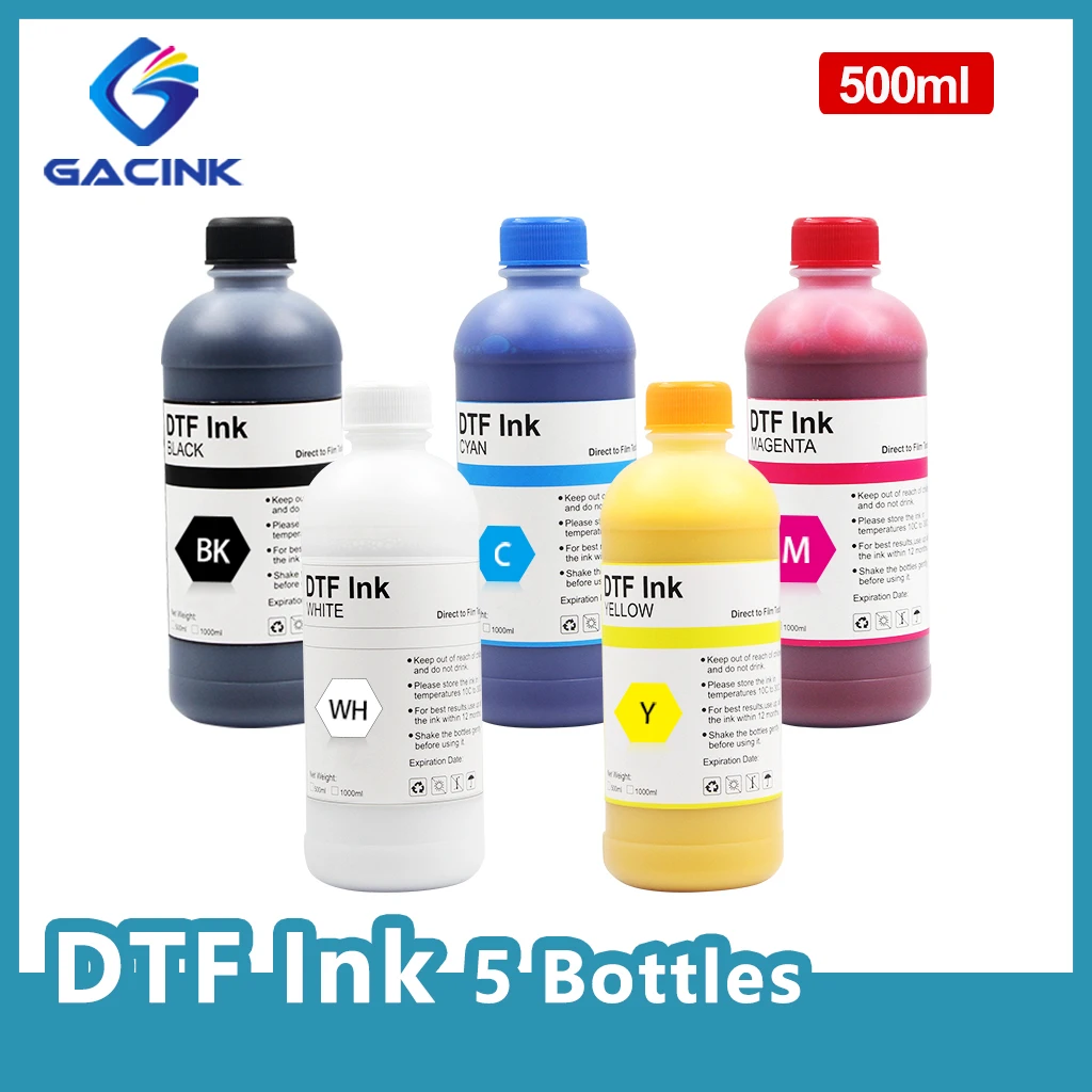 500ML*5 DTF Ink Transfer Film Textile Ink For Epson DX5 DX6 DX7 XP600 i3200 PrintHead F2100 F3070 L805 L800 L1800 Garment Ink