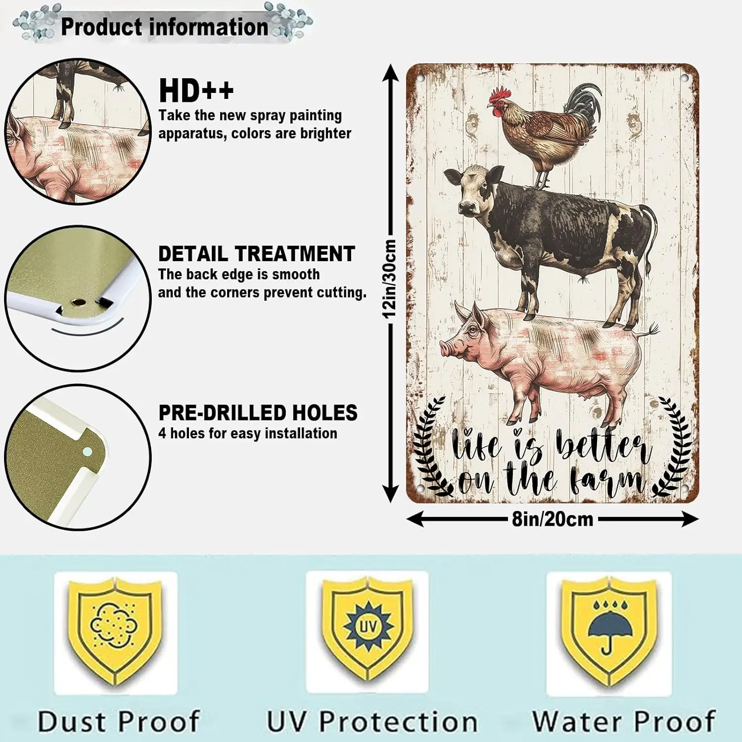 Rustc Frm nmls Metl Sgn Vntge Style Lfe s Better on the Wll Декор для Frmhouse Gft 12*8n