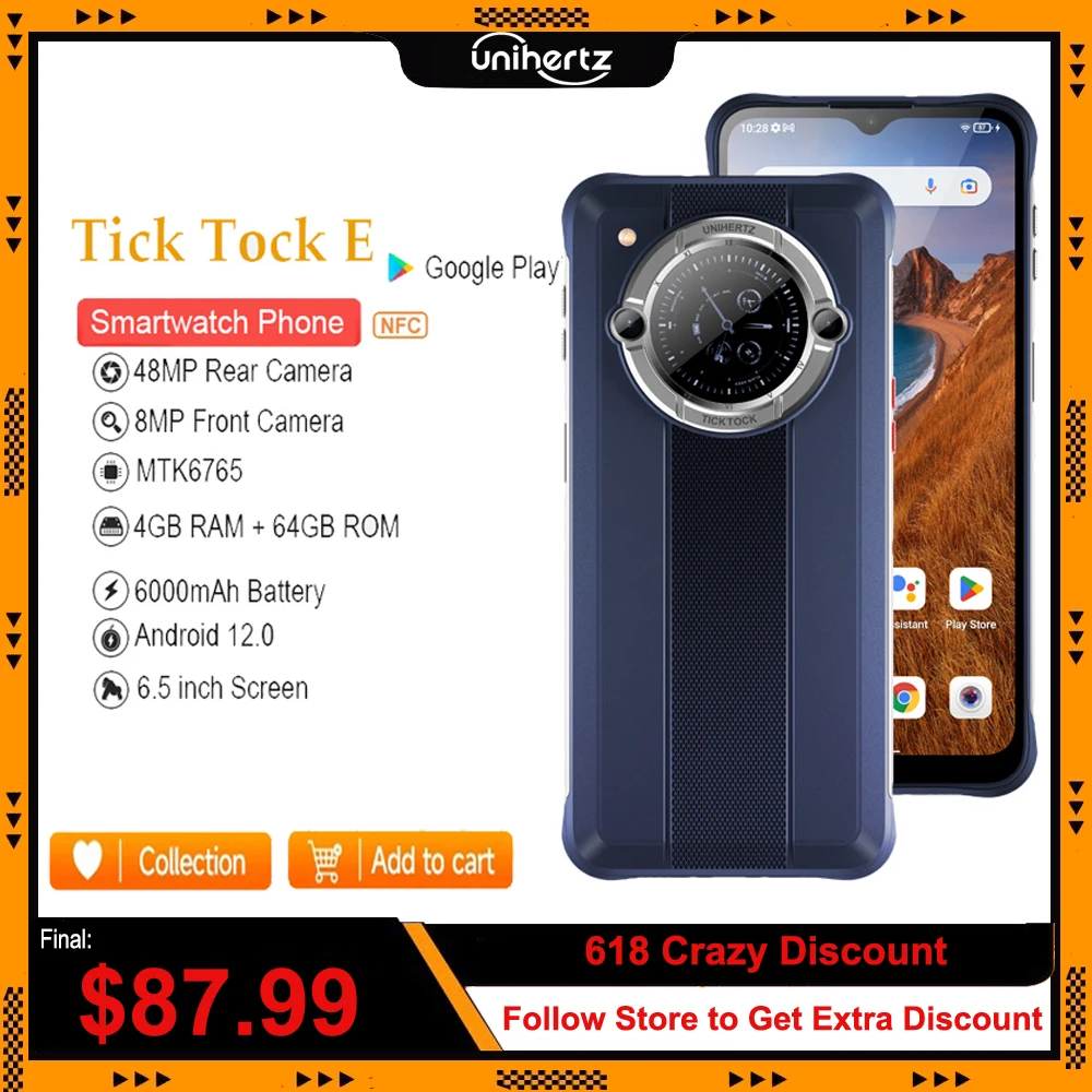 Unihertz Tick Tock E Octa Core Android Smartphone 6000mAh 6.5