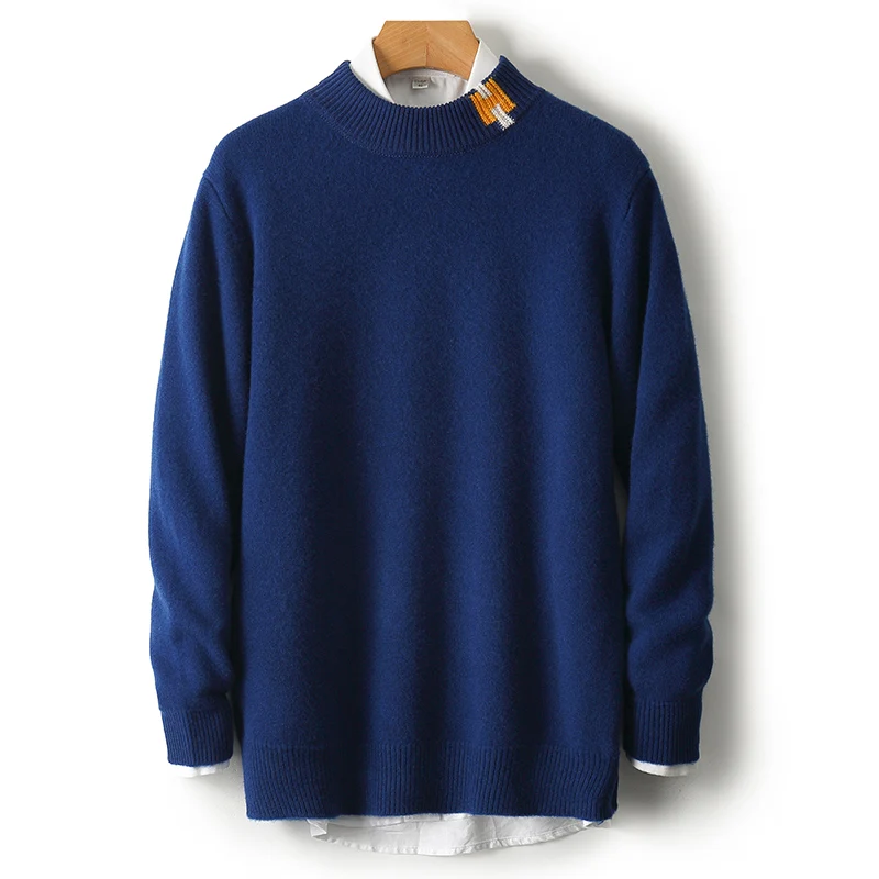 Мужской пуловер из 100% мериносовой шерсти вязаный свитшот осень/зима