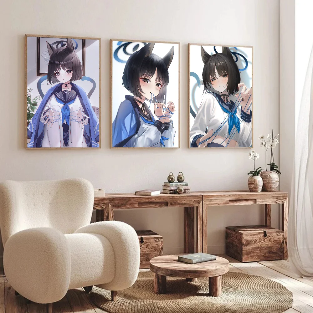 Игровой синий архив Kiryuu Kikyou плакат самоклеящаяся искусство кофейный дом бар