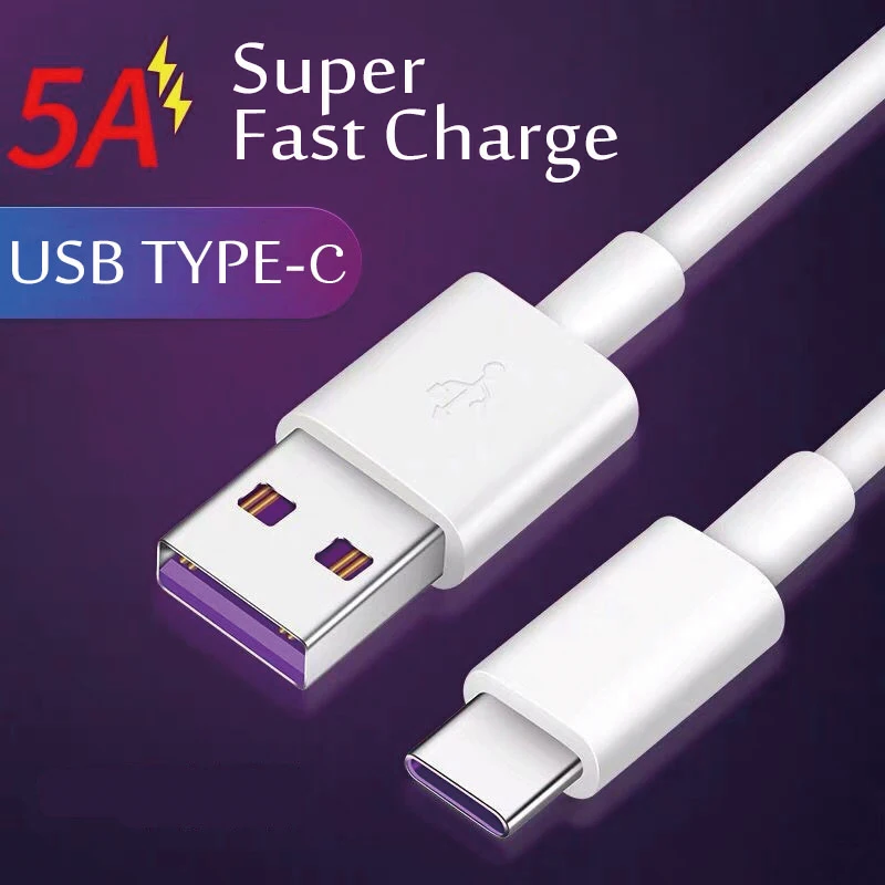 

USB C Mobile Phone Charging Cable For Huawei P40 P30 Pro 5A Type C data line USB3.1 Super Charger Cable For Samsung Xiaomi Rrdmi