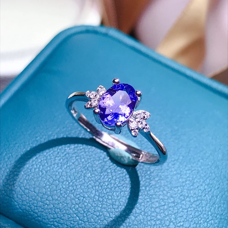 Classic Ring, 5A Natural 1ct Tanzanite Ring, 925 Sterling silver, Simple and exquisite, Lady Ring