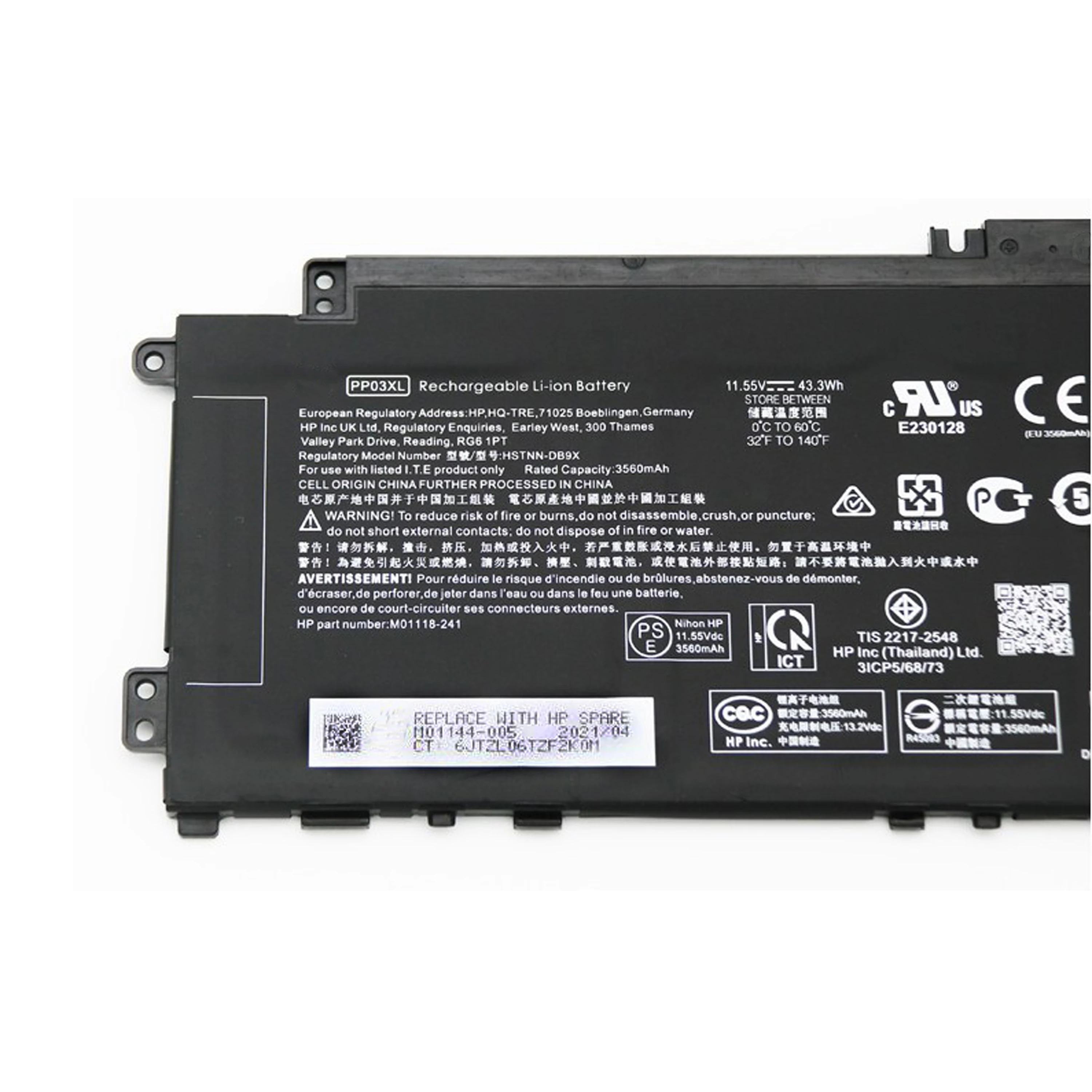 Фото Оригинальный аккумулятор PP03XL HSTNN-DB9X PV03XL 43,3 Втч для HP Pavilion 13-bb0014TU 14 (14-dv0000) 15-EH Pavilion 13 14 x360 №2