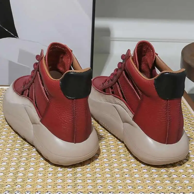 Roman Sandals Women's 2023 Summer New Vintage High Top Thick Sole Baotou Genuine Leather Large Head Cut-out Sports Small White