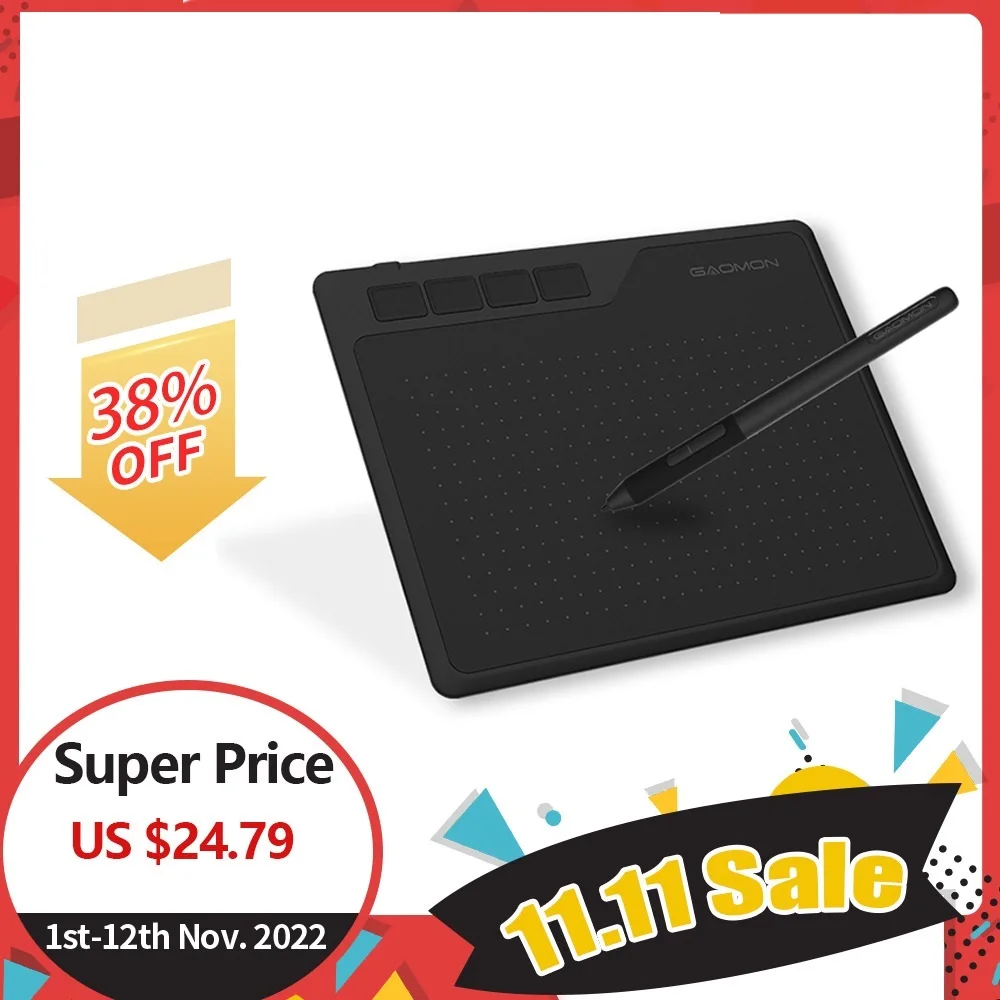 

Цифровой планшет аниме S620 6,5x4 дюйма, графический планшет для рисования и игры в OSU с 8192 уровнями, ручка без батареи