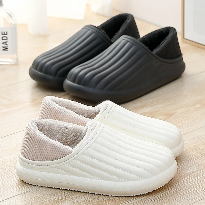 Waterproof Winter Women Cotton Slippers Warm Plush Non-Slip Outdoor Cozy Home Thick Flat Sole Couple Ladies Fur Boots Shoes