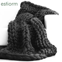 nordic chunky yarn blanketarm knitting hand woven thick weighted knited blanket for home decor sofa bed throw blanketcarpet