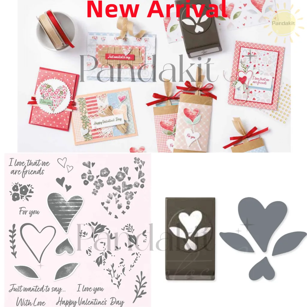 

Valentine Heart Clear Stamps New Metal Cutting Dies Scrapbook Make Paper Card Album Diy Craft Template Decoration 2022 Arrival