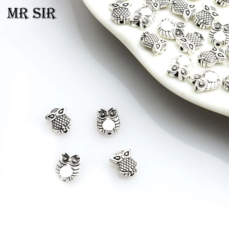 

30pcs Owl Alloy Spacer Beads Charms Silver Color Small Hole Loose Bead For Jewelry Making DIY Bracelet Necklace Accessories Gift