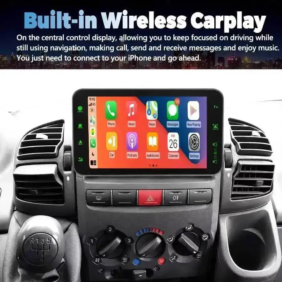 Фото Автомагнитола Android 15 для Fiat Ducato, Citroen Jumper, Peugeot Boxer 2002-2006 с GPS-навигацией, экраном, CarPlay, Wi-Fi и 4G №5