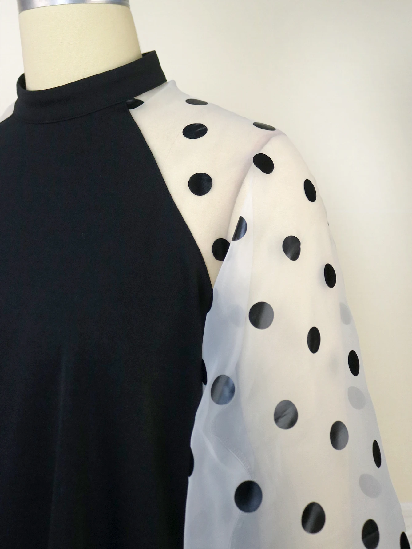 Plus Size Loose Dresses for Women Half High Neck Long Polka Dot Sleeve Casual Office Lady Evening Birthday Party Mini Gowns 4XL