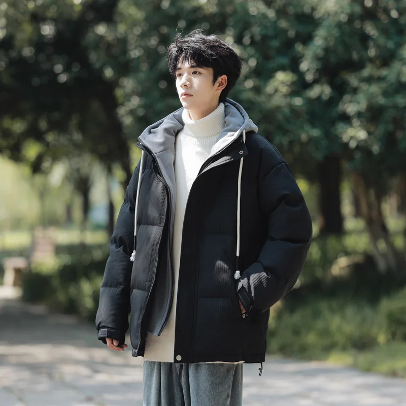 Новинка 2024 мужское и Женское зимнее хлопковое пальто с капюшоном корейская