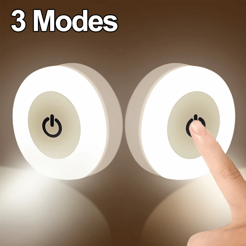 

3 Modes LED Night Lights USB Charging Emergency Magnetic Base Wall Lamp Bedroom Kitchen Wardrobe Closet Dimming Touch Lights