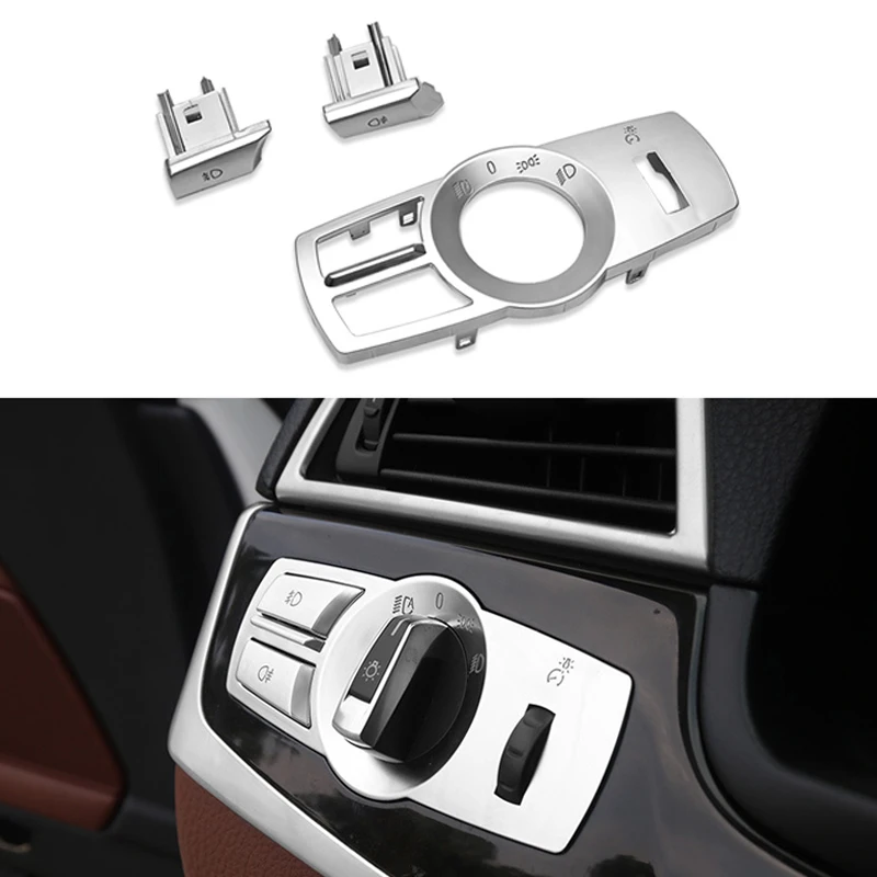 

ABS Headlight Switch Buttons Decorative Frame Covers Interior Stickers Accessories for BMW X3 X4 F25 F26 5/7 Series GT 2009-2017