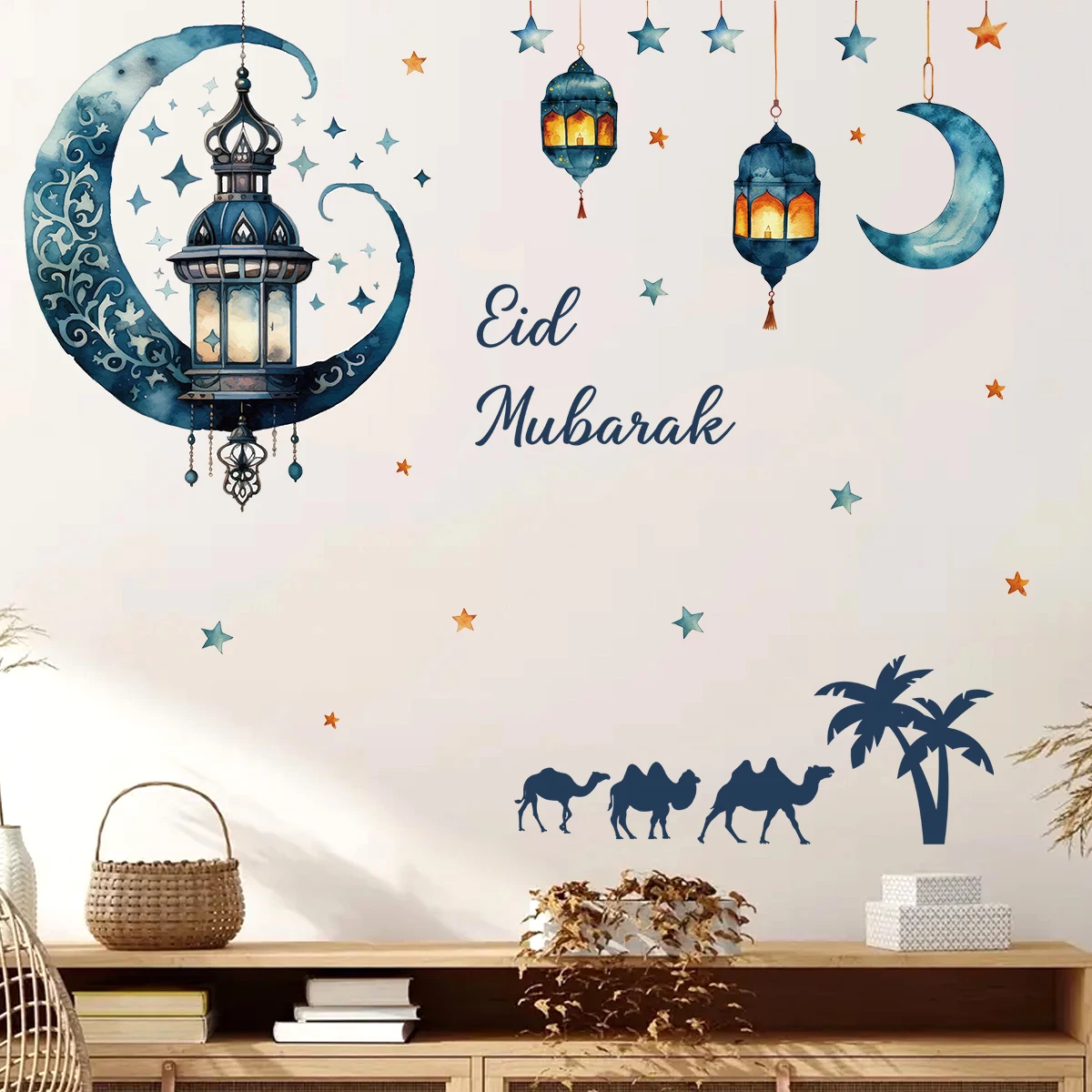 Наклейки На Стену С Мультяшной Лунной Лампой Для Декора Детской Комнаты