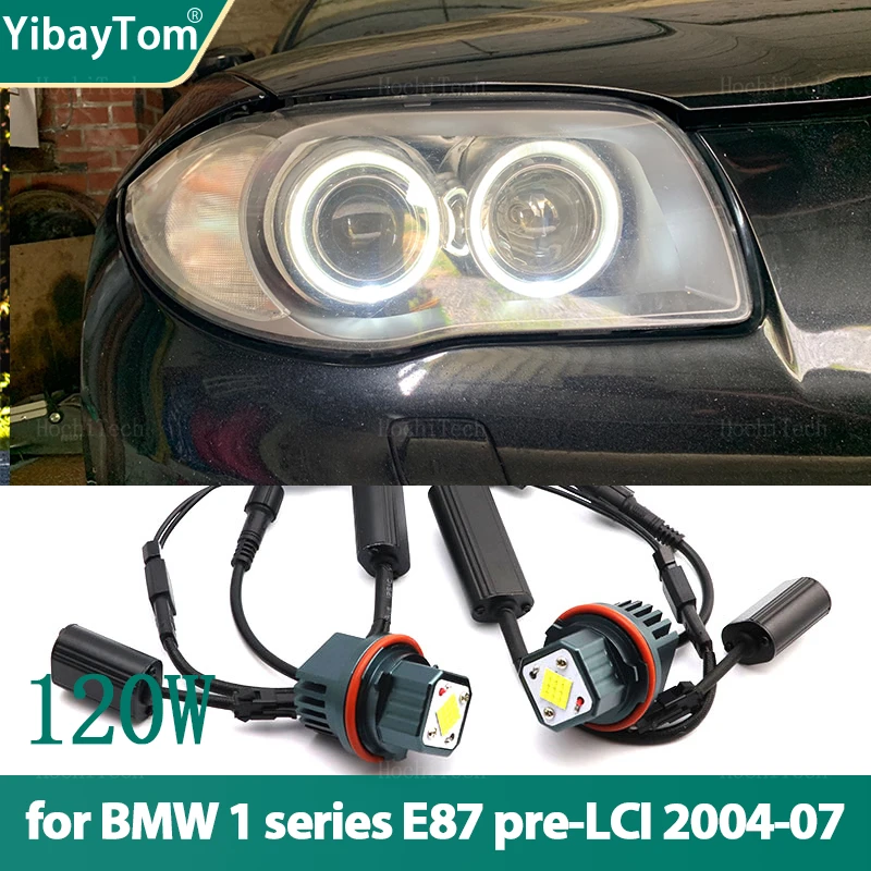 

Для BMW 1 серия E87 116i 116d 118i 118d 120i 120d 130i pre-LCI 04-07 120 Вт светодиодный Автомобильные фары Angel Eye габаритные огни лампы