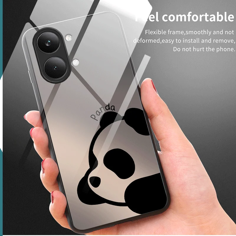 Фото Чехол из закаленного стекла для Xiaomi Poco X8 Max, защитный чехол с рисунком панды, задняя крышка, чехол-футляр №2