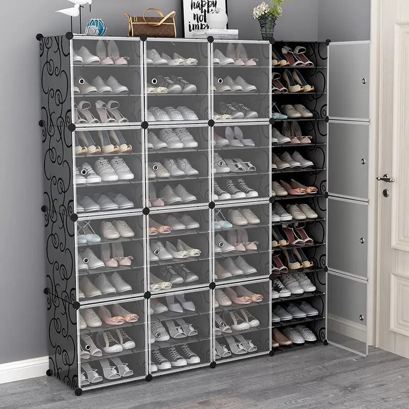 

US Shoe Rack Large Capacity Boot Storage 12 Cube Organzie Modular DIY Plastic 6 Tier 24-96 Pairs of Shoe Tower Cabine