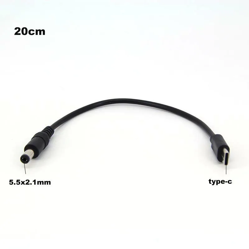 

0,2 м USB Type C Male to DC Male 5,5X2,5 5,5x2,1 мм 5 В 3A 15 Вт USB C Разъем питания Удлинительный зарядный кабель Зарядка для камеры Маршрутизатор O