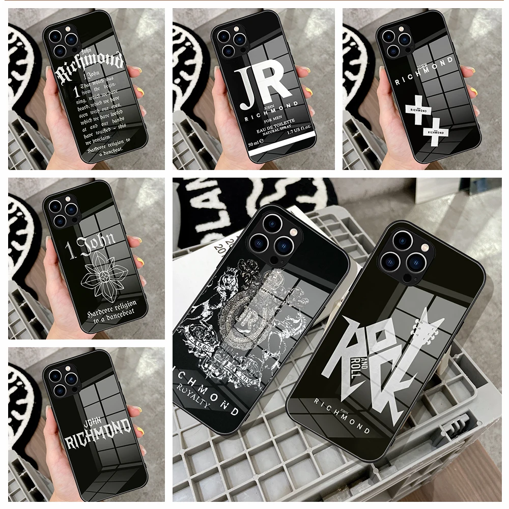

For IPhone 14 Pro Luxury Ins Phone Case Tempered Glass IPhone 13 11 12 XR XS MAX 7/8 X 14 Plus 13mini VIP-John Richmond Covers