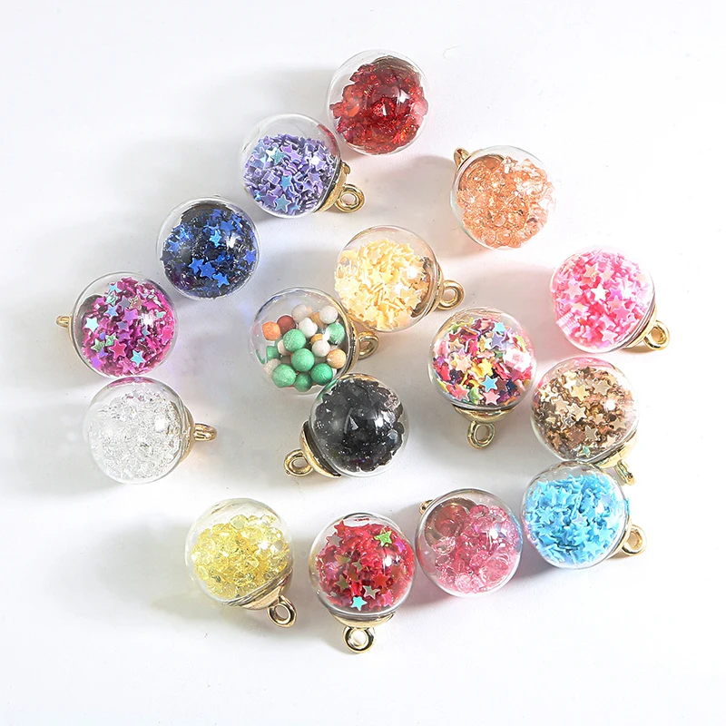 

10pcs 15mm Colorful Transparent Ball Glass Star Charms Pendant Find Hair Accessories Jewelry Charms Earring