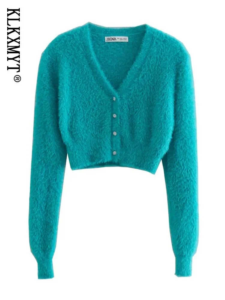 

Кардиган Klkxmyt для женщин, свитер Traf 2022, модный кардиган из искусственного меха, свитеры, винтажная женская верхняя одежда с длинным рукавом, ...