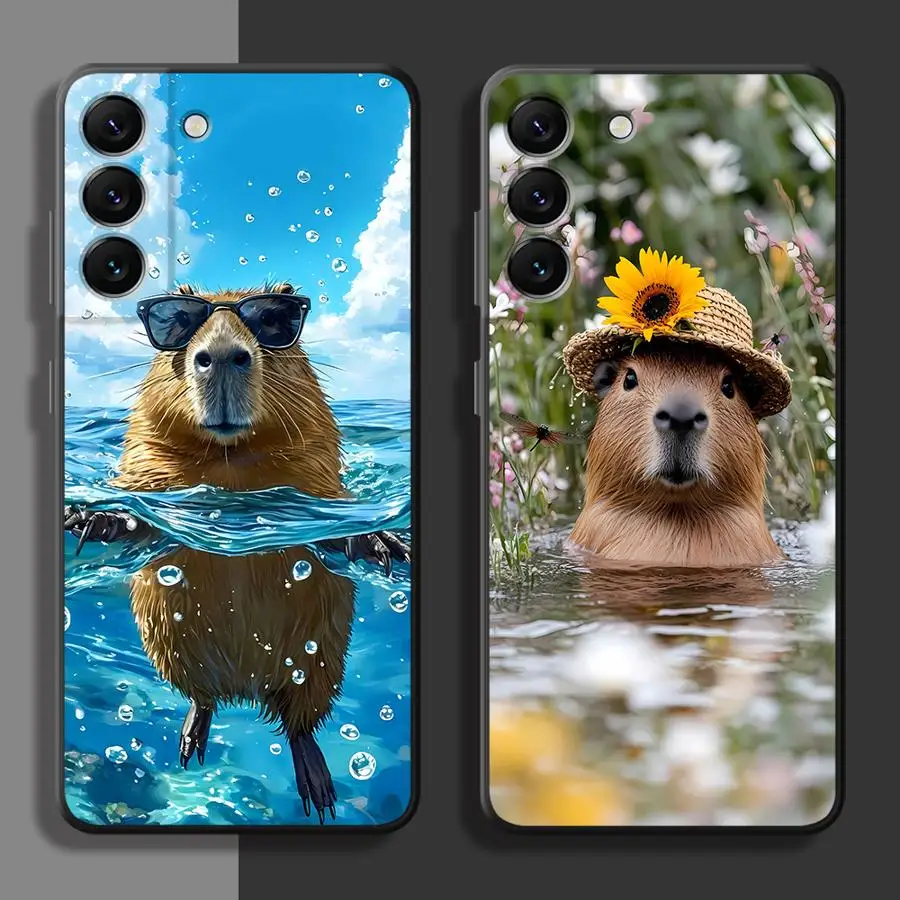 Фото Чехол для телефона Samsung Galaxy A57 A24 A73 A51 A55 A25 A26 A23 A53 A37 A22 A32 A72 A52 A36 A35 A71 с изображением капибары для отпуска №1