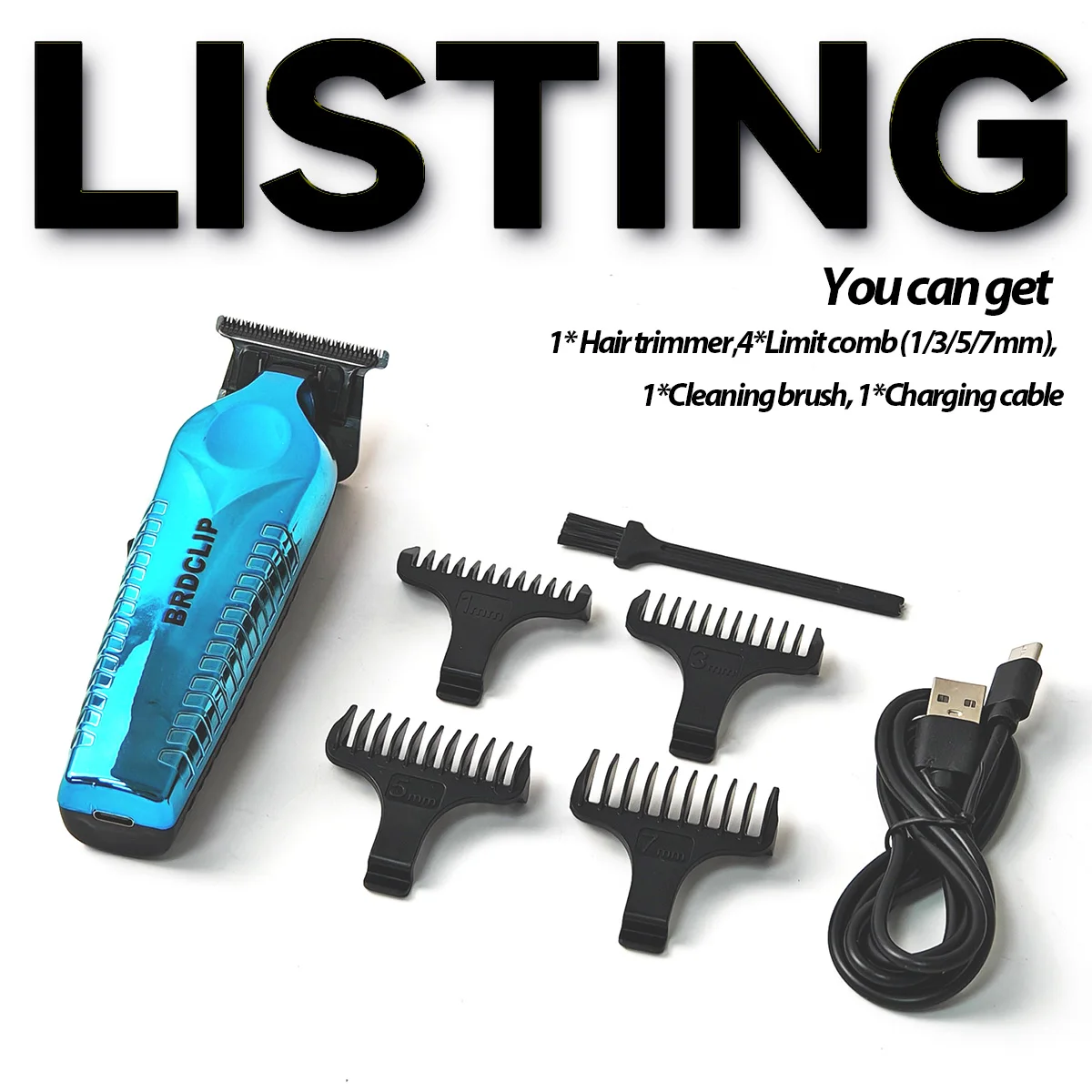 BRDCLIP BRD636 Профессиональный мужской триммер для волос 7000 об/мин лезвие DLC машинка