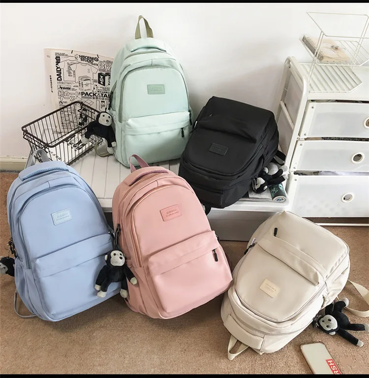 Милый Школьный Рюкзак Kawaii, розовая, синяя, черная сумка в Корейском стиле, Повседневная вместительная сумка для студентов, большая