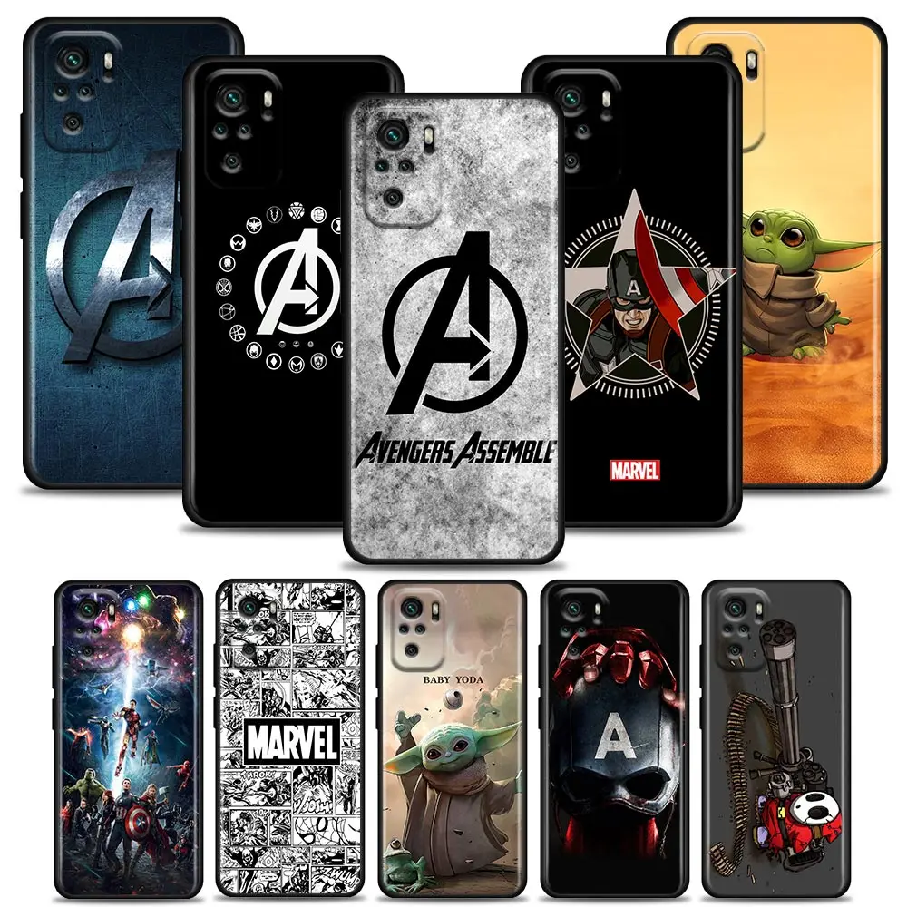 

Marvel Captain America Heros Phone Case for Redmi Note 7 8 8T 9 9S 9T 10 11 11S 11E Pro plus 4G 5G Silicone Case Cover BANDAI