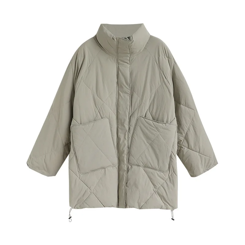 Casaco Feminina Casaco Inverno Feminino Korean Version Winter New Loose All-Match Casual Handmade Rhombus Cotton Padded Clothes