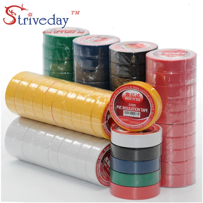 

10 шт./лот, черная 16 мм * 9,2 метров, электрическая лента, высокотемпературная изоляционная лента, водонепроницаемая ПВХ лента «сделай сам»