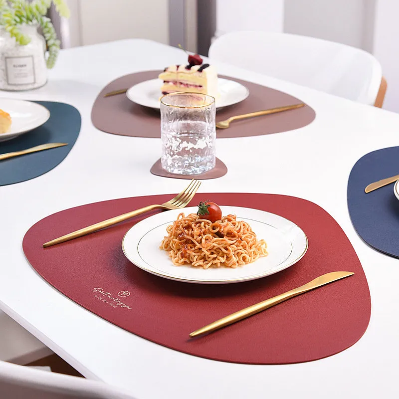 

Placemat Table Mat Tableware Pad PU Leather Waterproof Heat Insulation Non-Slip Placemat Soft Black Brown Washable Bowl Coaster
