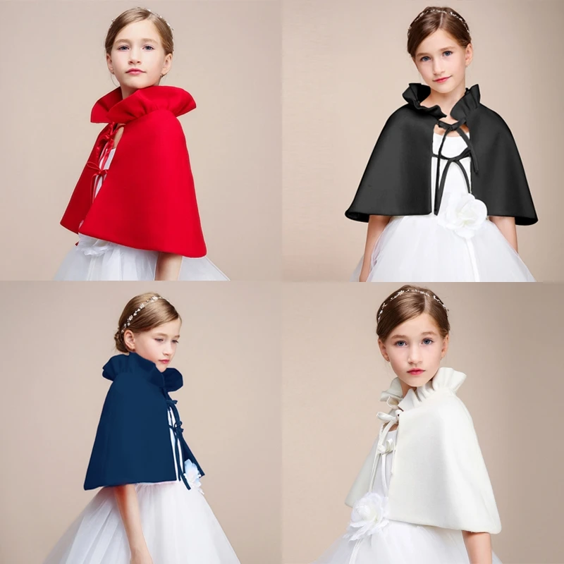 

Children's Shawl Vest Cape Red Autumn and Winter Girl Princess Skirt Evening Dress Woolen