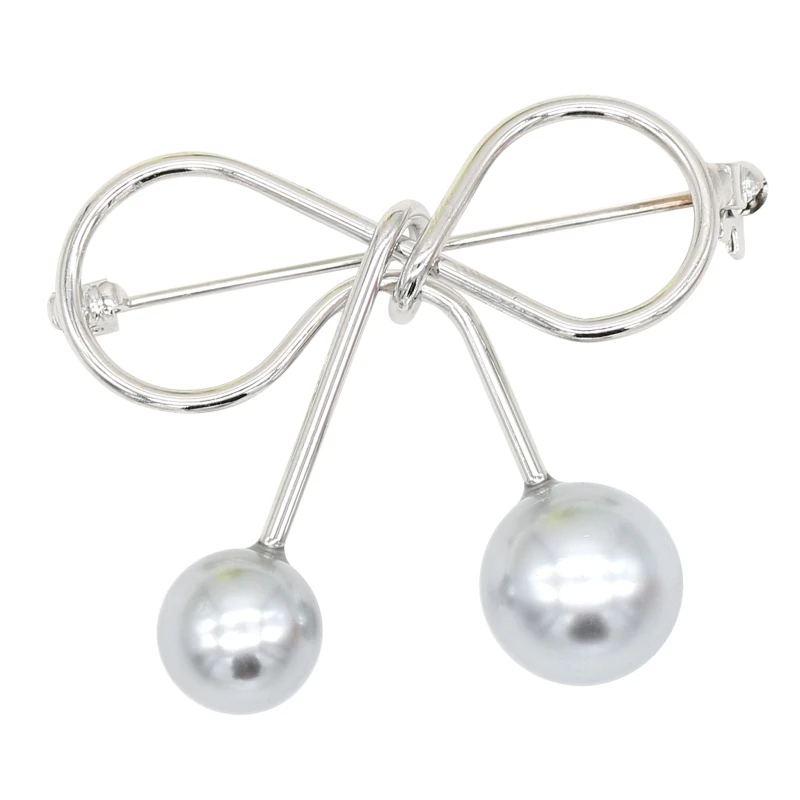 Простая брошь-бант бант булавка на лацкан с искусственным жемчугом подвеска