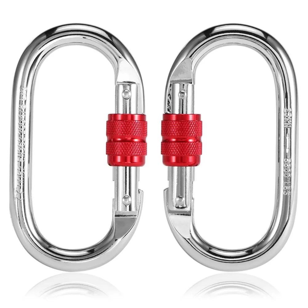 2pcs 25KN Screw Locking Gate Carabiner 2PCS 25KN Screw Locking Gate Carabiner Aluminum Alloy Carabiner Key Chain Clip Carabiner