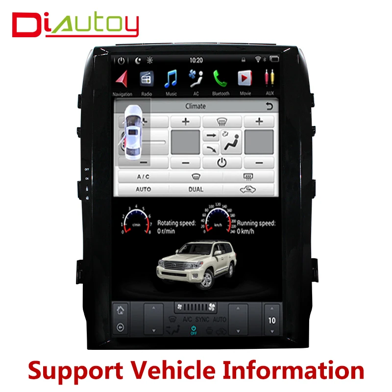 Сенсорный экран в стиле Tesla 17 дюймов встроенный Carplay Android 9 для Toyota Land Cruiser LC200 2008-2015