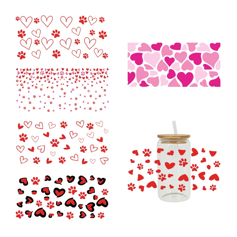 Наклейка на стекло в виде сердца UV DTF Libbey, 16 унций