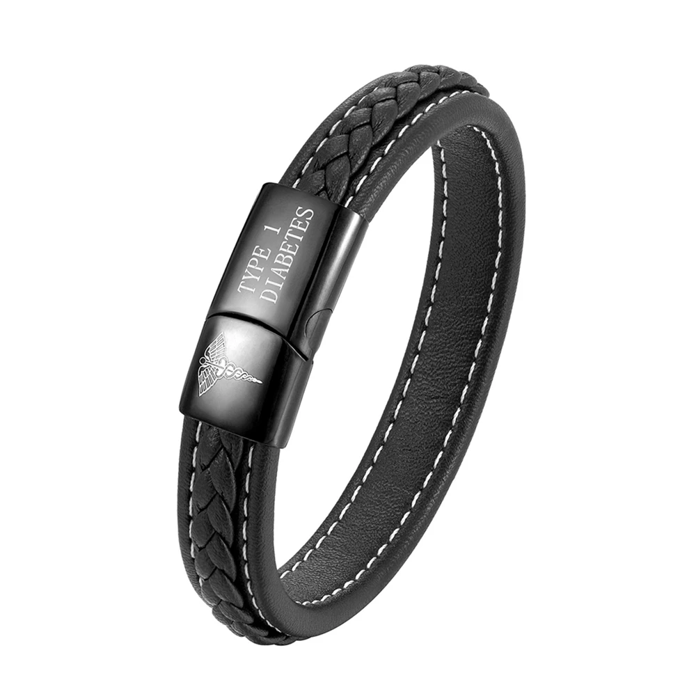 Браслет мужской из натуральной кожи базовый медицинский браслет с именем