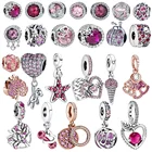 Новые бусины-подвески для браслетов Pandora DIY plata ley, серебристые, розовые