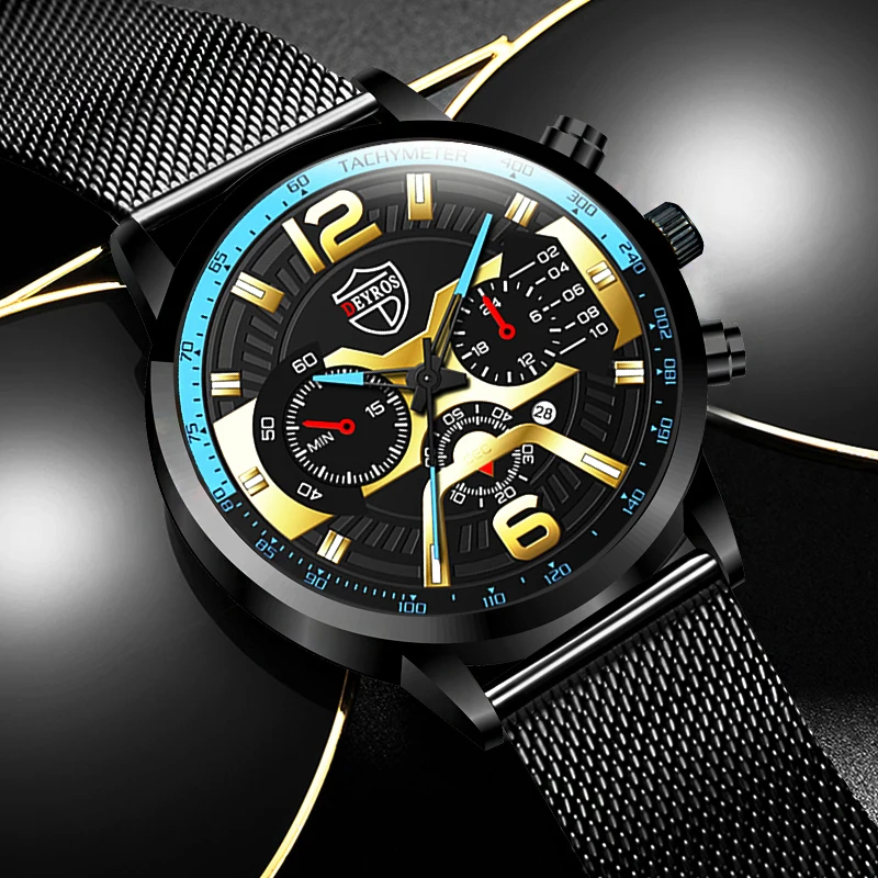 

Luxus Marke männer Uhren Männer Business Edelstahl Mesh Gürtel Quarzuhr Kalender Datum Leucht Uhr Mann Leder Uhren