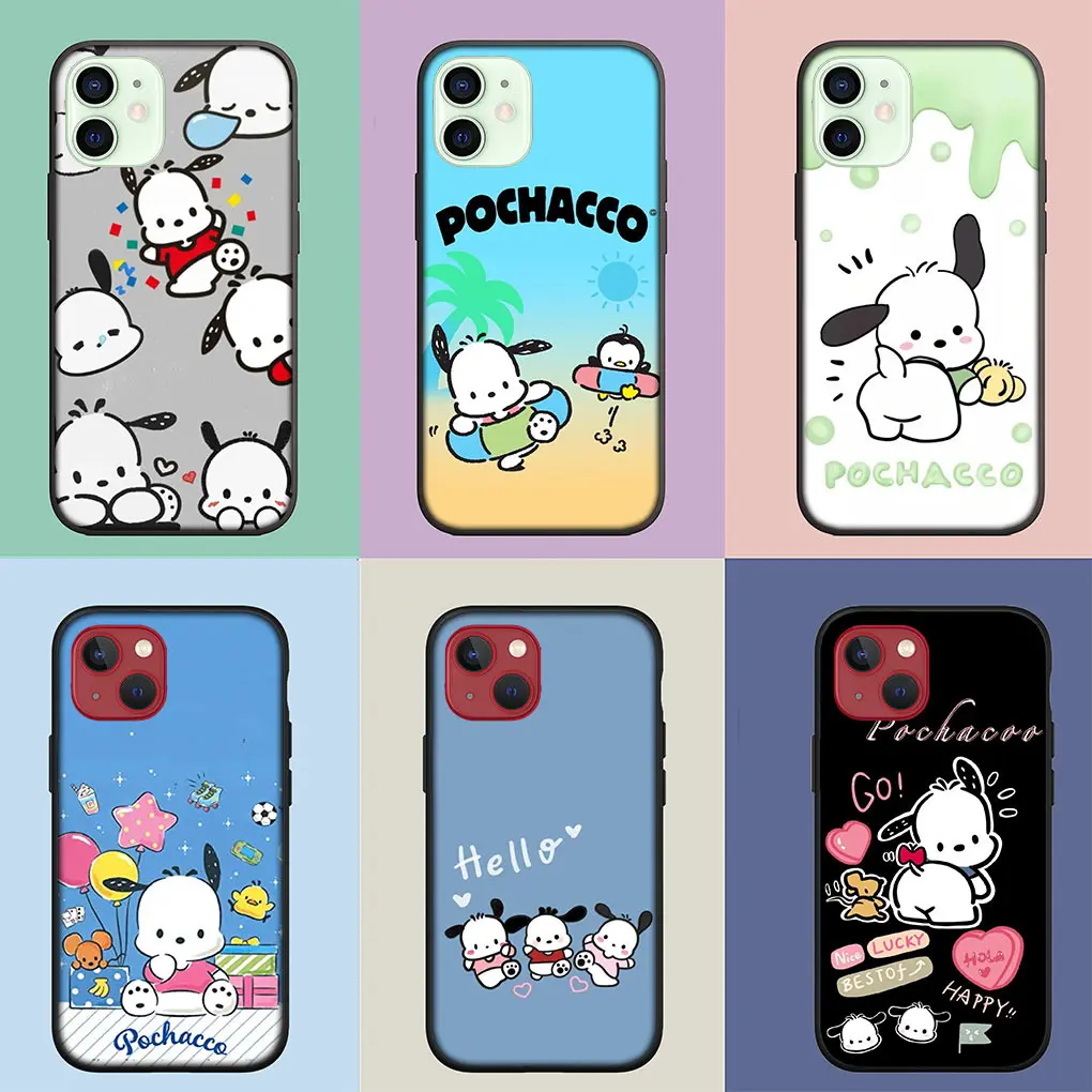 Чехол Pochacco Little Twin Star Cover для телефона Apple iPhone 15 14 Plus 13 12 Mini Pro Max XR + 13Pro 14+ 15+ Funda Soft Casing
