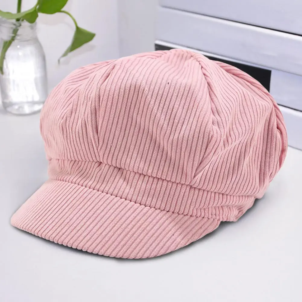 

Octagonal Cap Solid Color Corduroy Cold Resistant Ladies Newsboy Painter Visor Beret Hat Newsboy Cap for Outdoor
