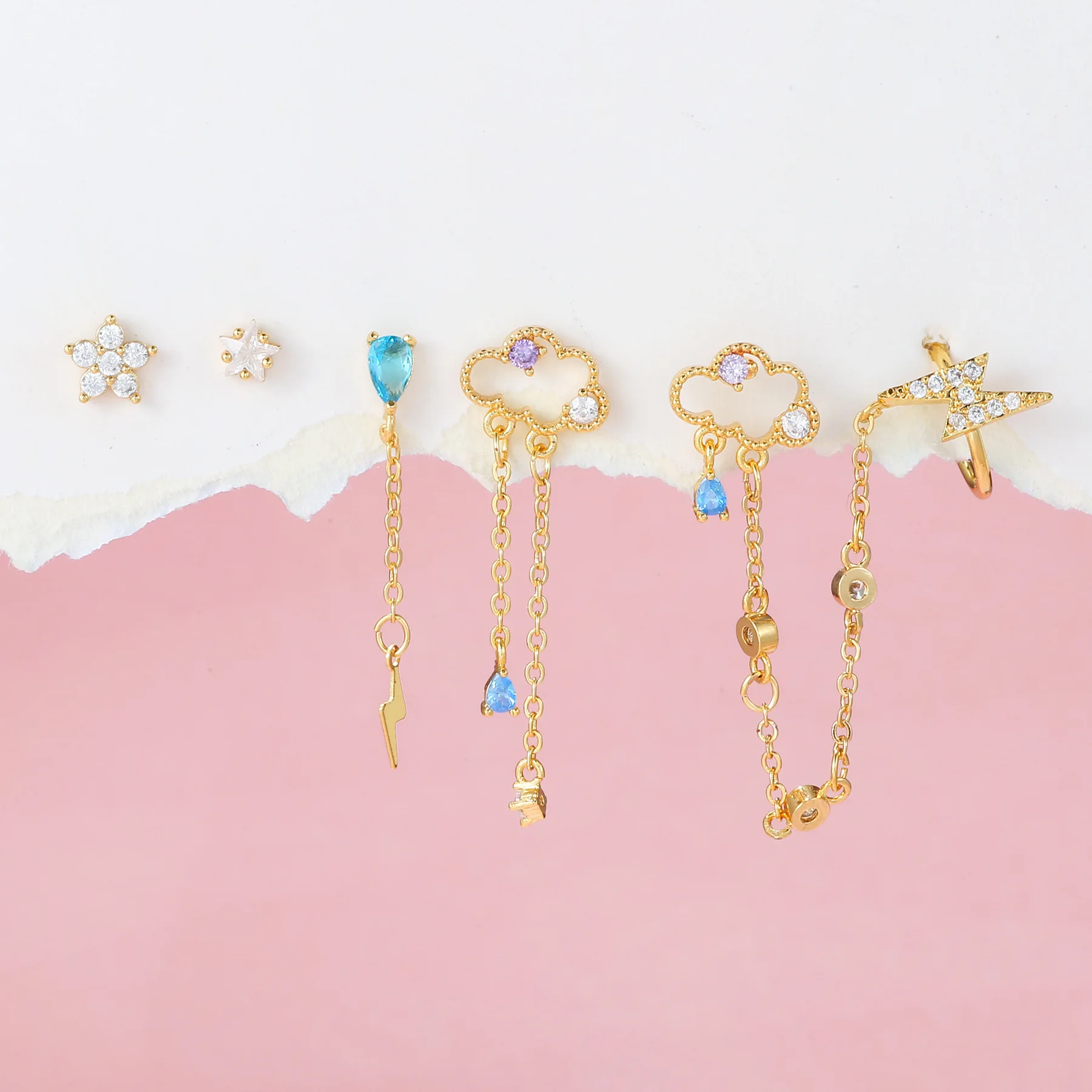 Новинка винтажные медные позолоченные серьги-кисточки с облаком молния облако