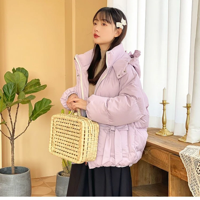 New Coat Women Winter Puffer Jacket Snow Clothes Parkas Super Hot Coats Cotton Jackets Warmth Korean Fashion Bow Lace Loose