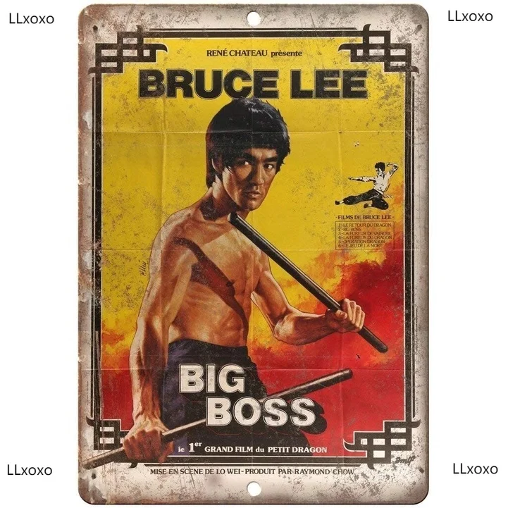 

Bruce Lee Big Boss Rene Castle Movie Tin Sign Wall Retro Poster Vintage Tin Sign Metal Sheet For Bar Cafe Garage Wall Decor